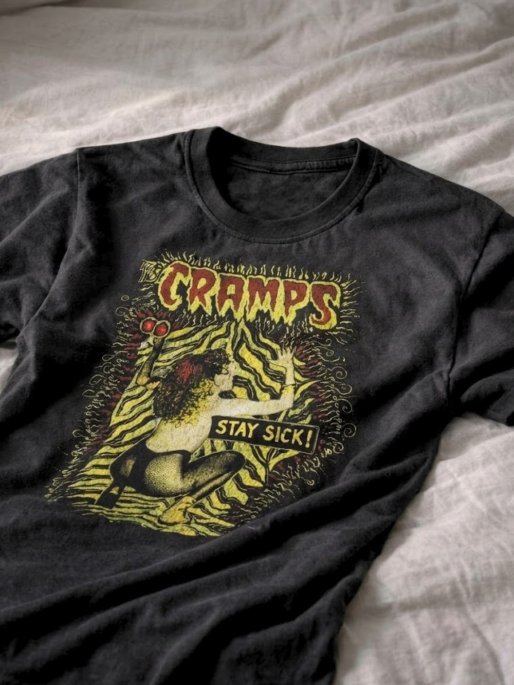 The Cramps 'Stay Sick' Graphic Tee — Black & Yellow